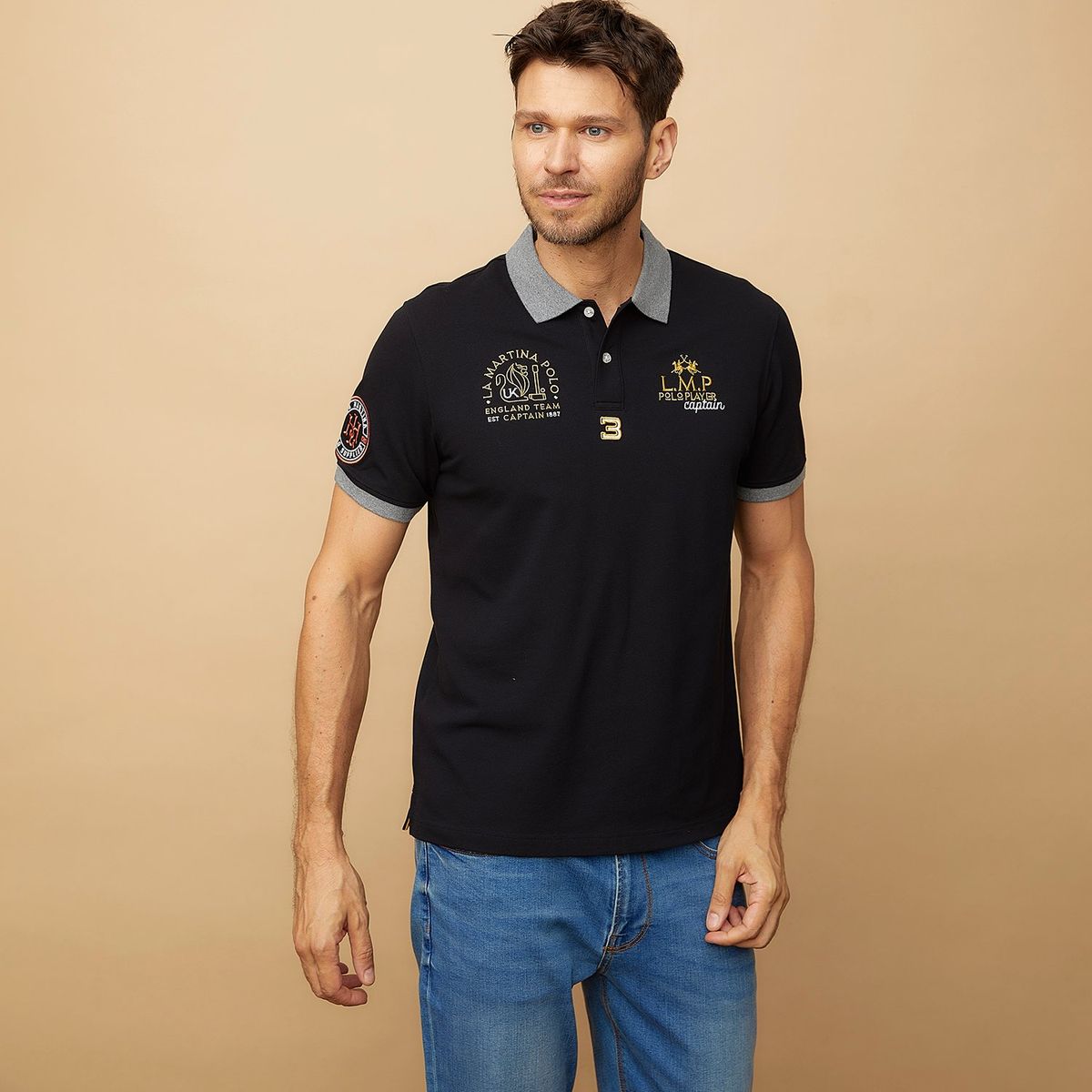 LA MARTINA - Polera Piqué Manga Corta Team Hombre La Martina