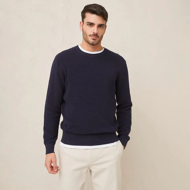 Sweater Algodón Manga Larga Hombre Diseño Liso