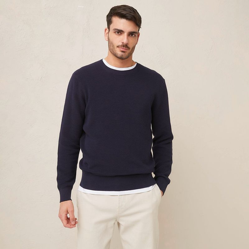 BASEMENT - Sweater Basement Algodón Manga Larga Hombre Diseño Liso