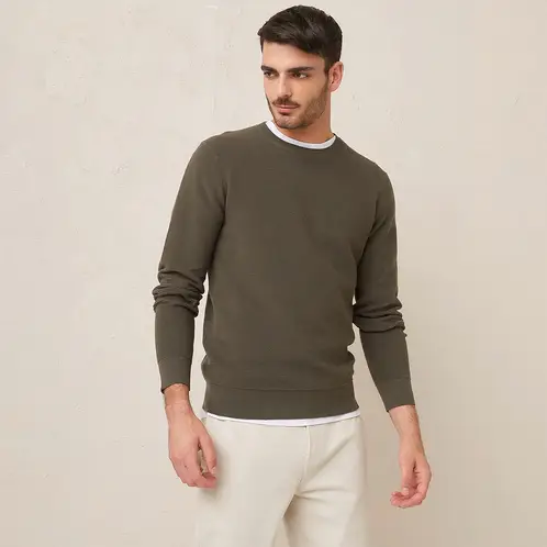 BASEMENT - Sweater Algodón Manga Larga Hombre Diseño Liso