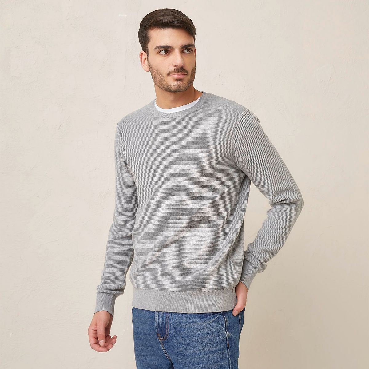 BASEMENT - Sweater Basement Algodón Manga Larga Hombre Diseño Liso