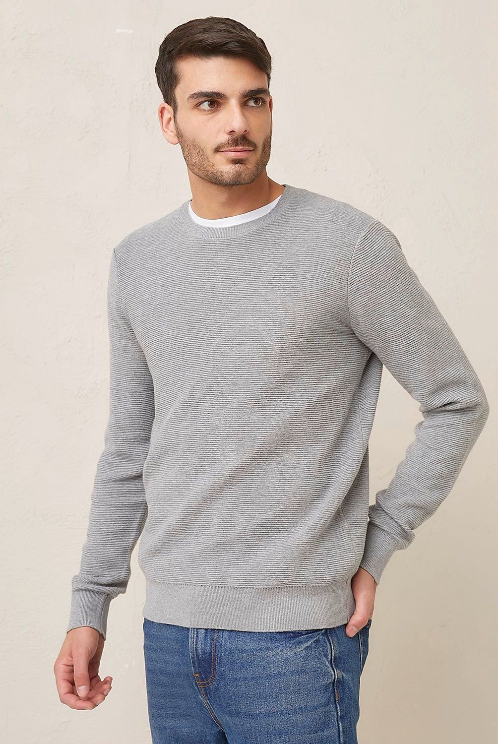 BASEMENT - Sweater Basement Algodón Manga Larga Hombre Diseño Liso