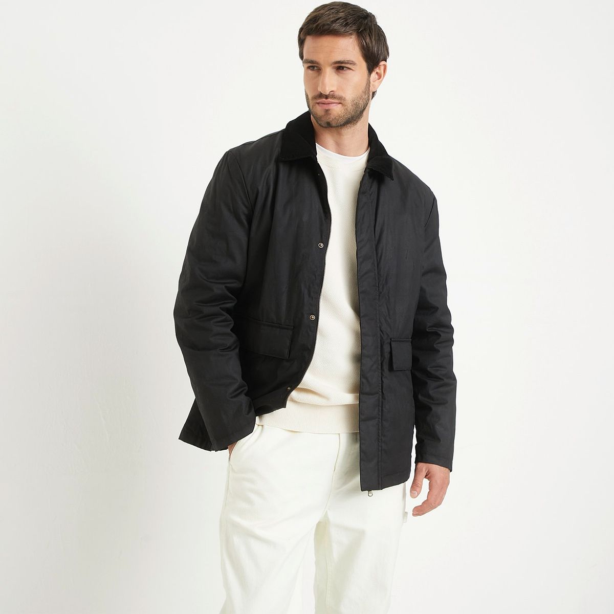 BASEMENT - Chaqueta Algodón Encerado Basement Casual Hombre Manga Larga