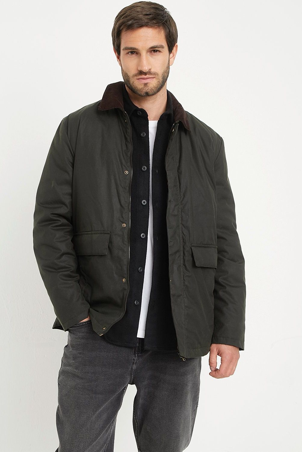 BASEMENT - Chaqueta Algodón Encerado Basement Casual Hombre Manga Larga