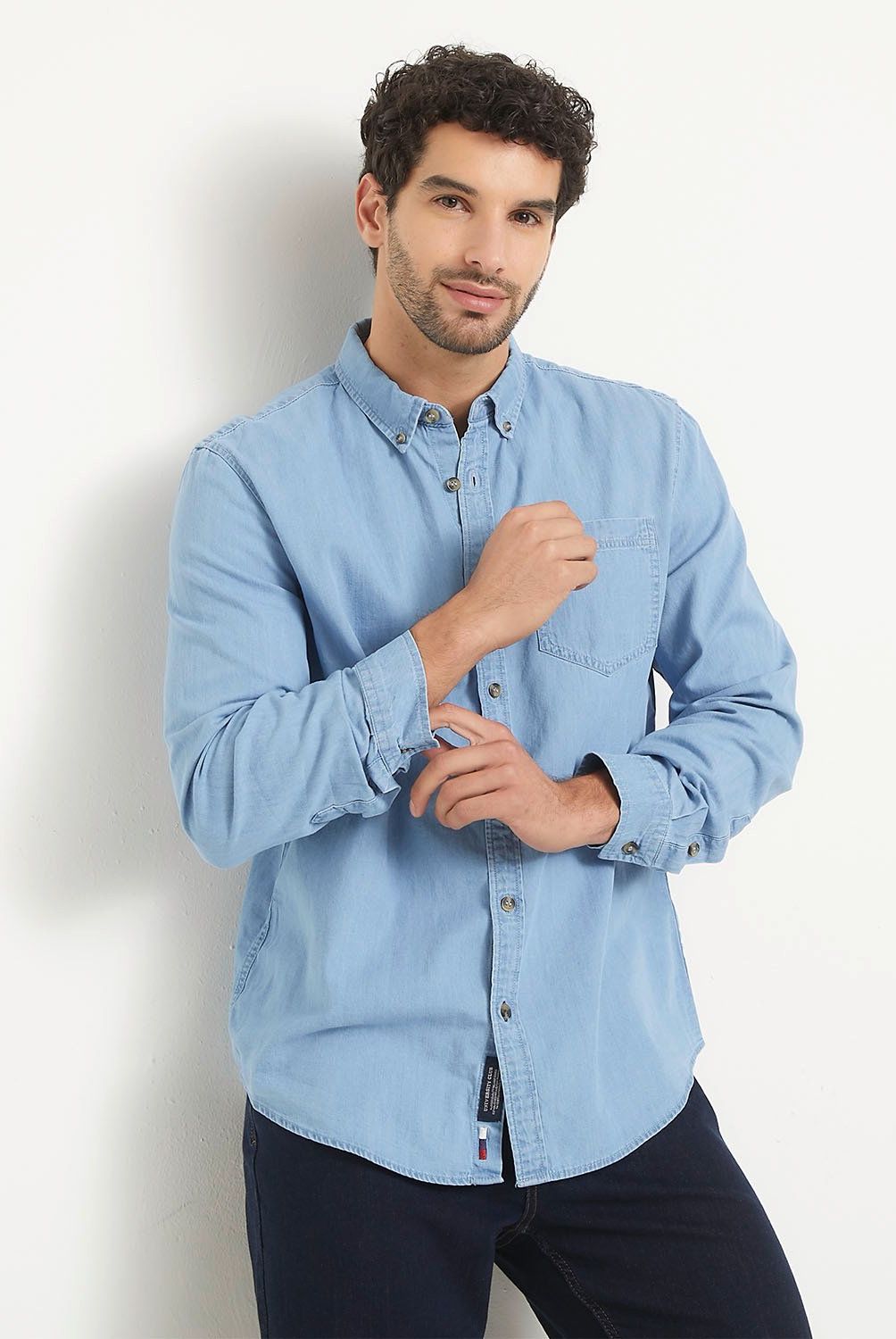 UNIVERSITY CLUB - Camisa Casual Manga Larga Algodón Hombre University Club