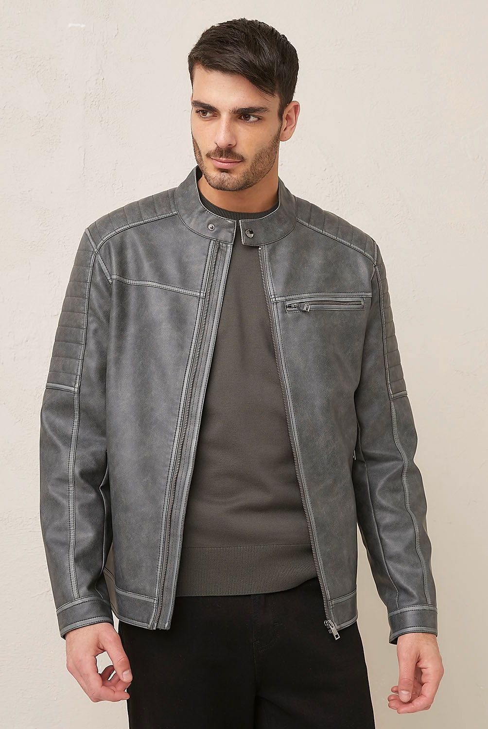 BASEMENT - Chaqueta Basement Pu Hombre Regular Fit Cuello Mao