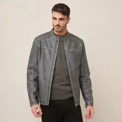 BASEMENT - Chaqueta Tipo Cuero Mao Hombre