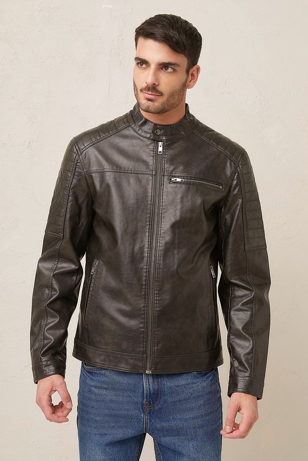BASEMENT - Chaqueta Basement Pu Hombre Regular Fit Cuello Mao