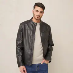 BASEMENT - Chaqueta Tipo Cuero Mao Hombre