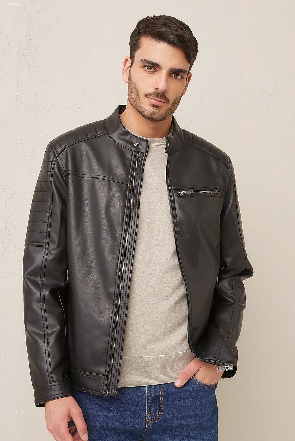 BASEMENT - Chaqueta Basement Pu Hombre Regular Fit Cuello Mao