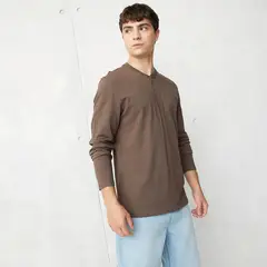 BEARCLIFF - Polera Manga Larga Algodón Estilo Casual Hombre