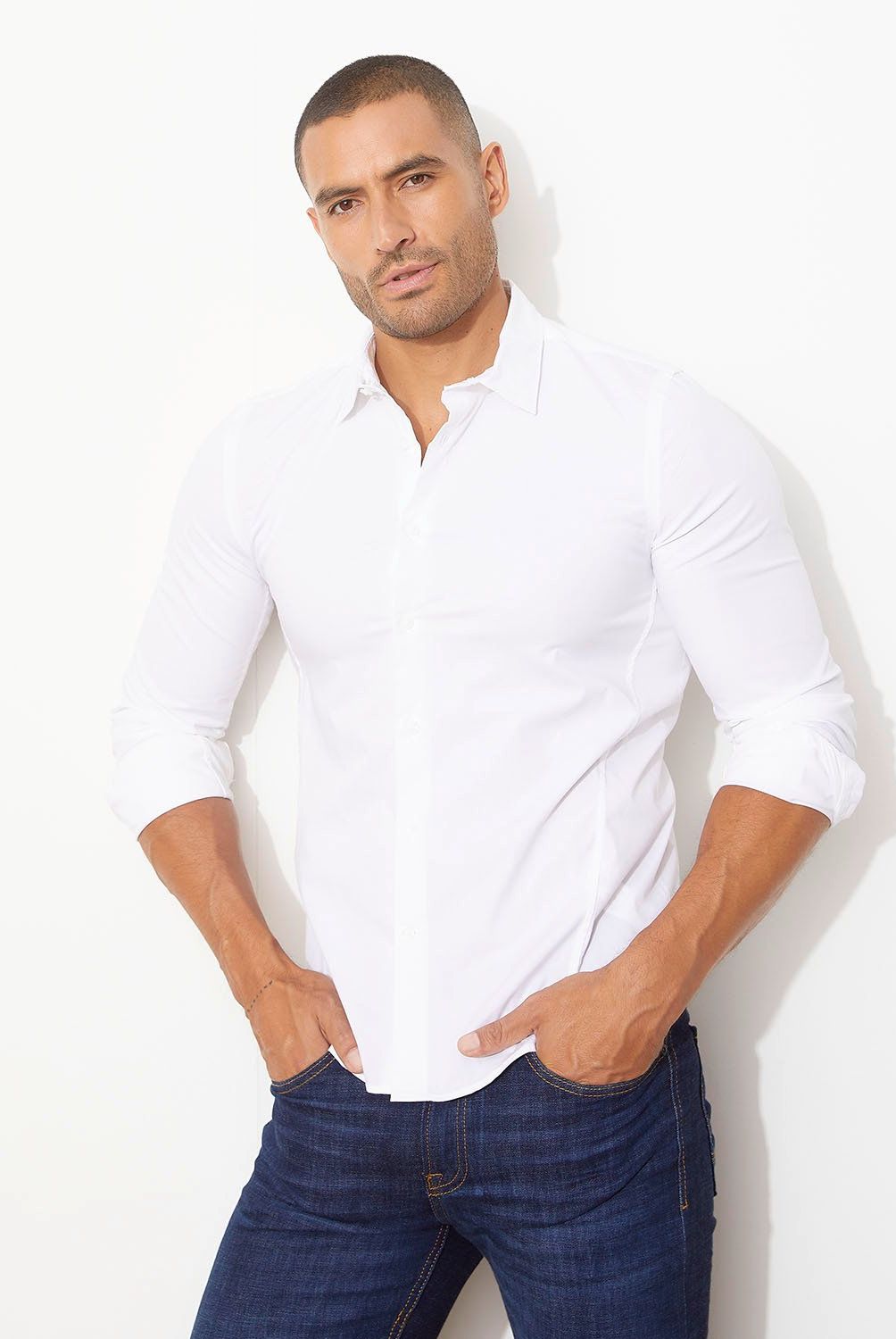 MOSSIMO - Camisa Manga Larga Slim Fit Hombre Mossimo