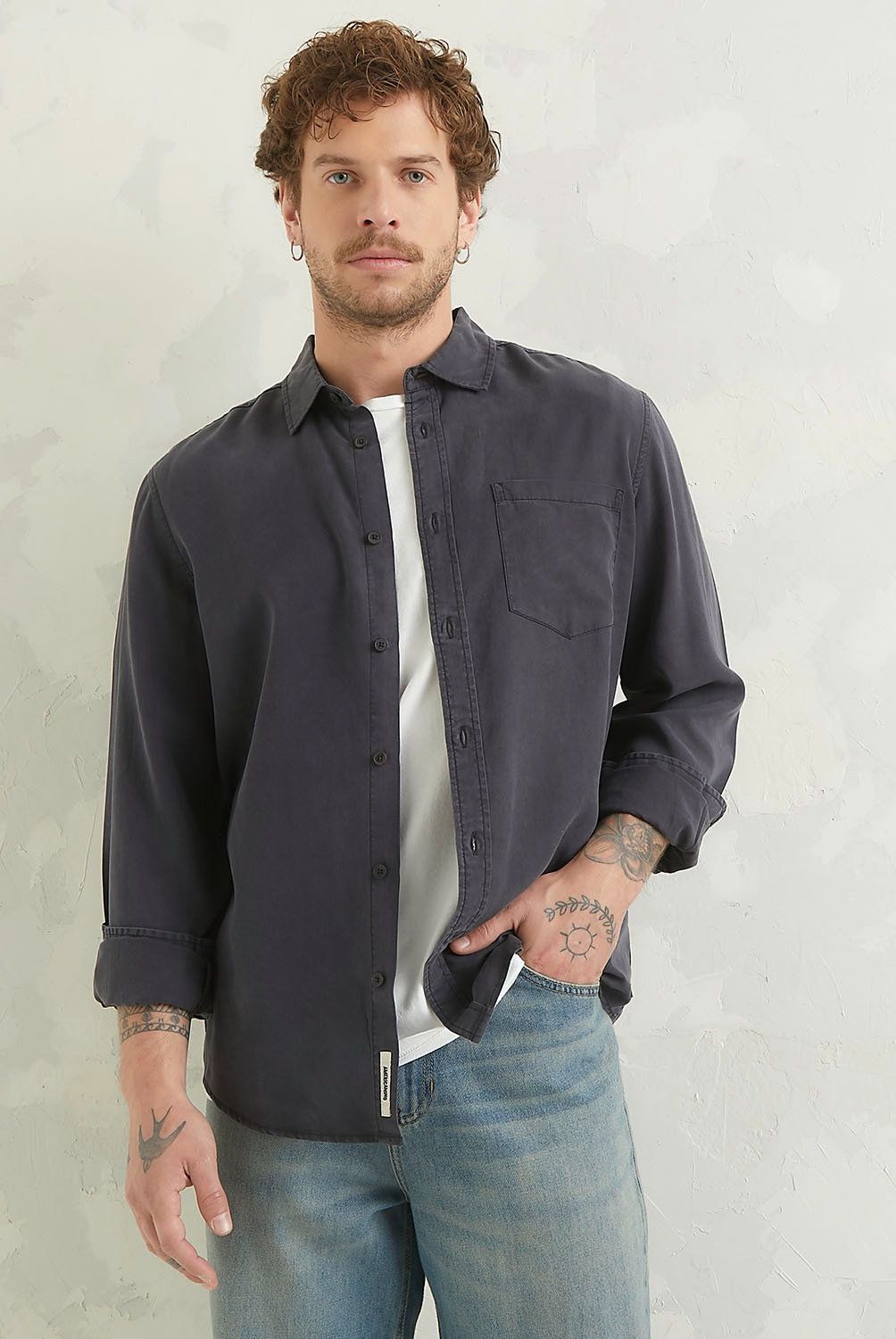 AMERICANINO - Camisa Manga Larga Regular Fit Hombre Americanino Tencel