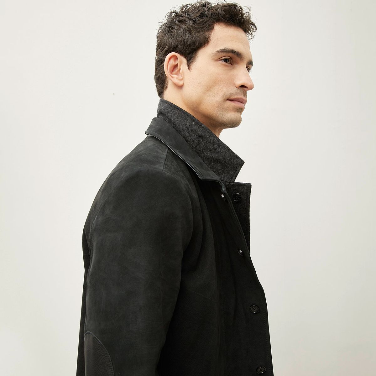 WOLF&HANK - Chaqueta Cuero Con Detalles En Lana Hombre  Wolf&Hank
