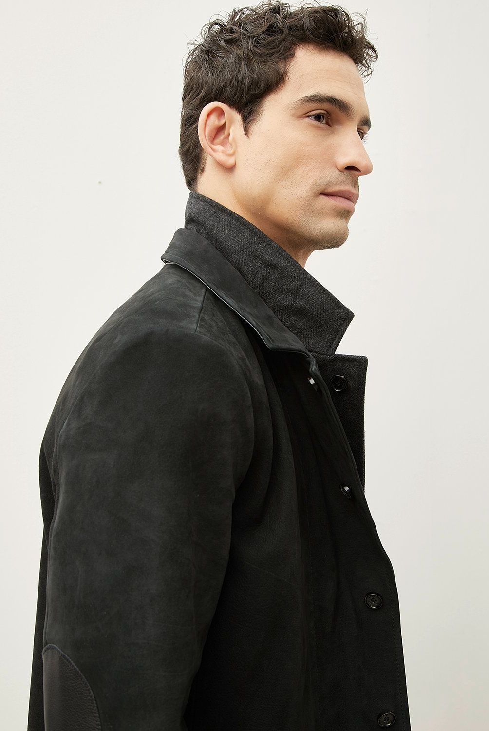 WOLF&HANK - Chaqueta Cuero Con Detalles En Lana Hombre  Wolf&Hank