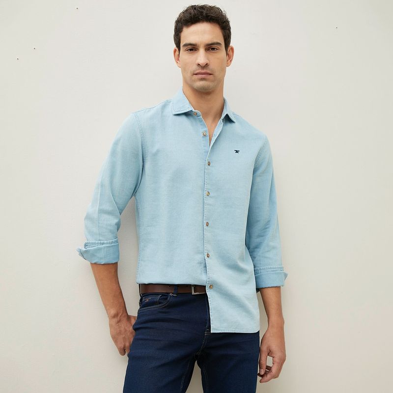WOLF&HANK - Camisa Manga Larga Hombre Wolf&Hank Slim Fit Algodón Cotelé