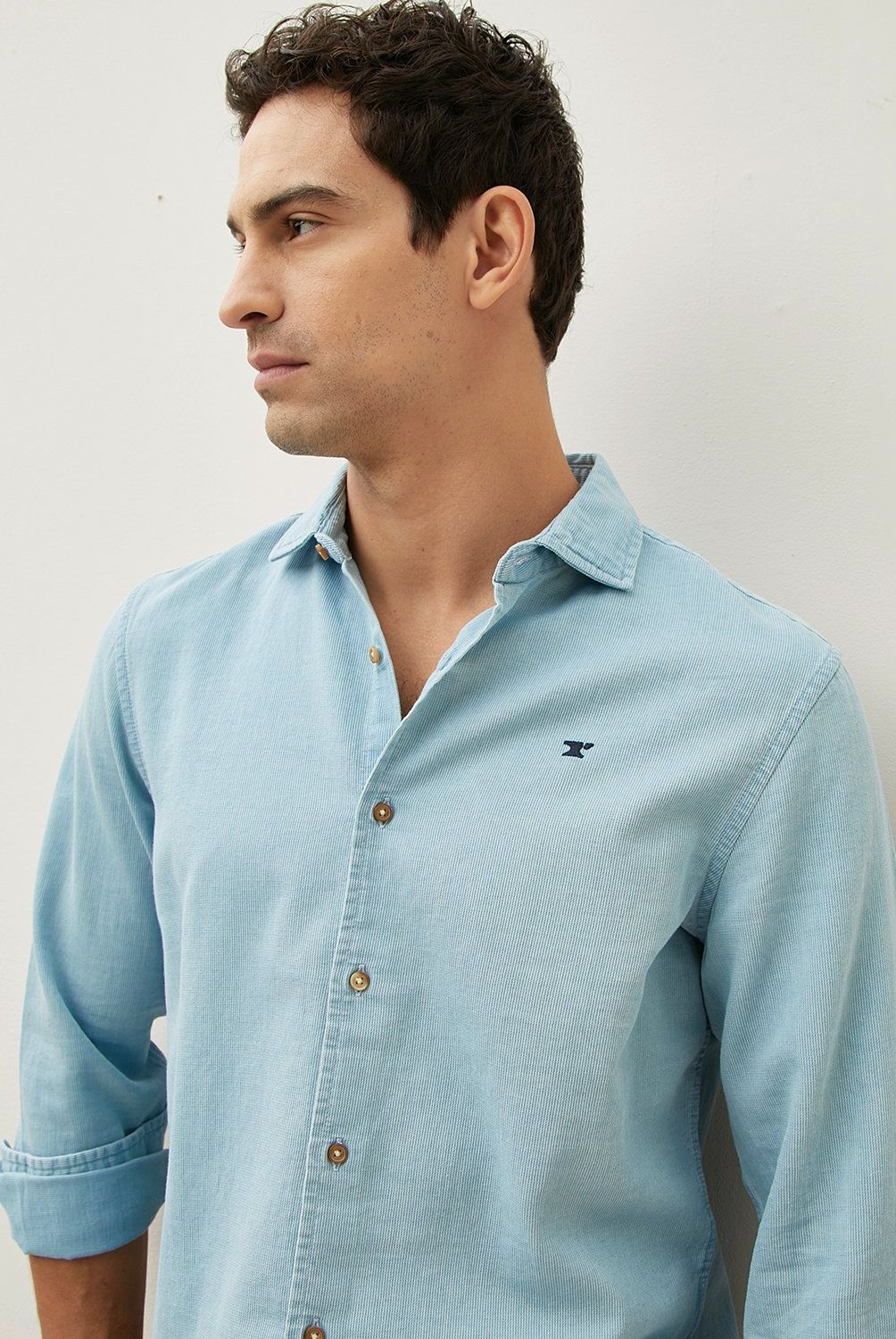 WOLF&HANK - Camisa Manga Larga Hombre Wolf&Hank Slim Fit Algodón Cotelé