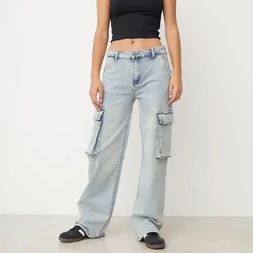 SYBILLA - Jeans Cargo Mujer Algodón Estilo Casual