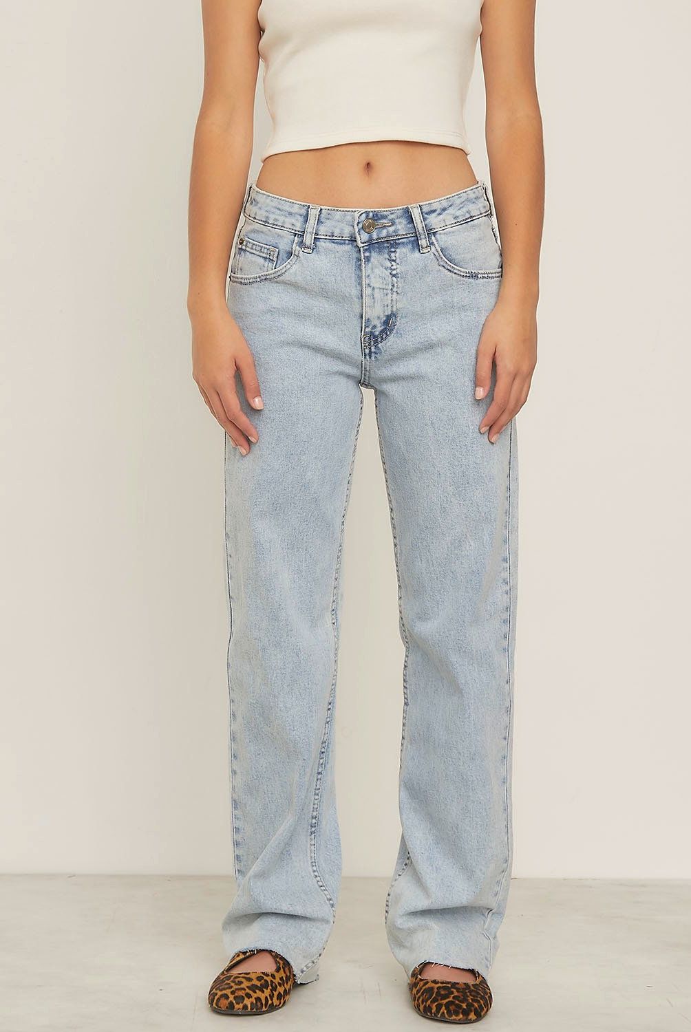 SYBILLA - Jeans Straight Sybilla Tiro Alto Mujer Calce Cómodo Algodón