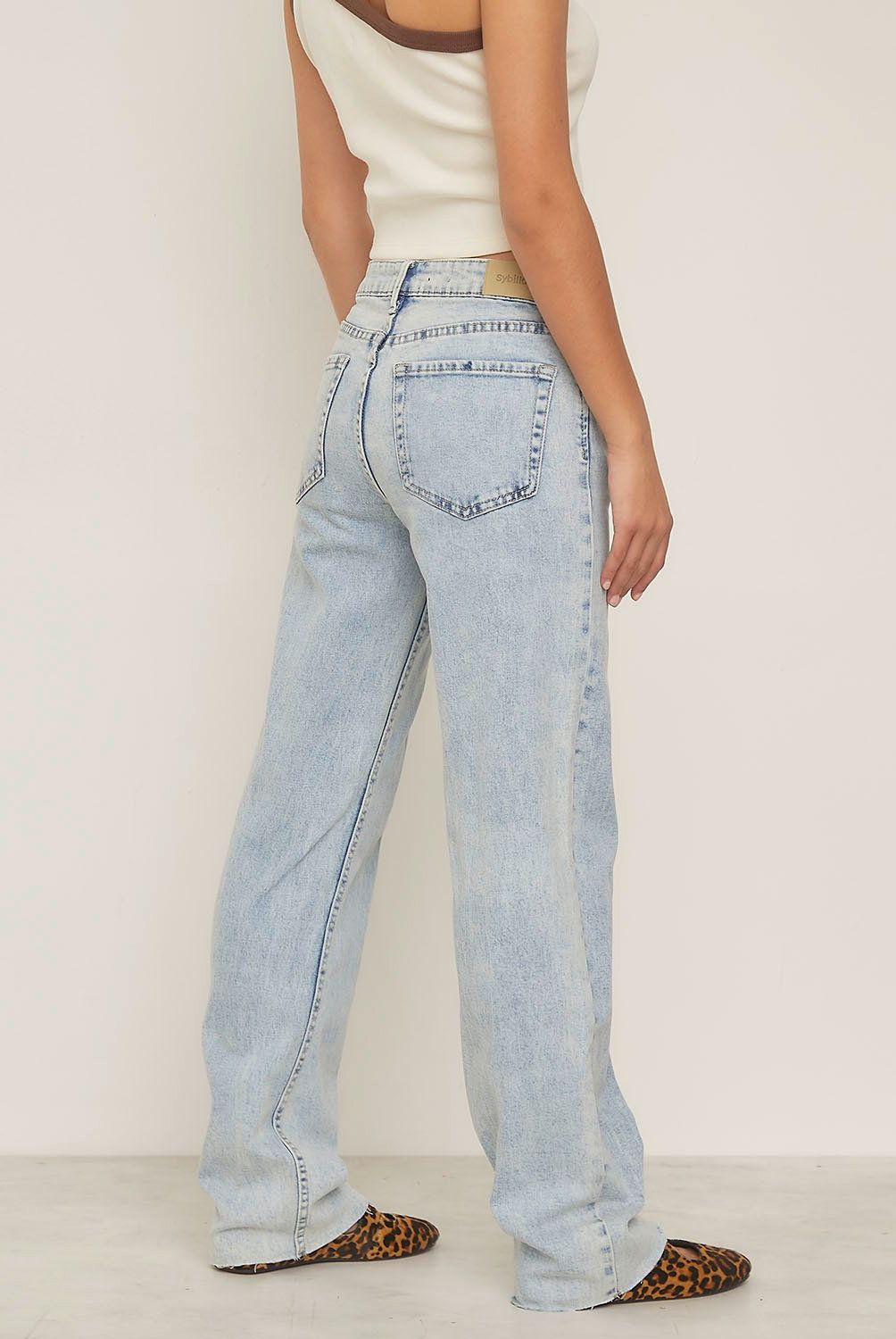 SYBILLA - Jeans Straight Sybilla Tiro Alto Mujer Calce Cómodo Algodón