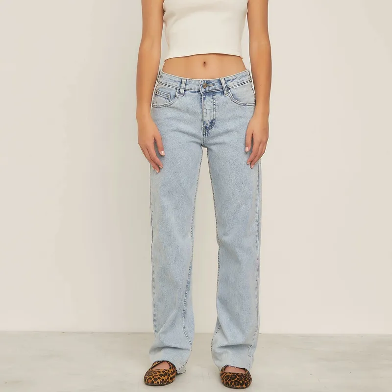 SYBILLA - Jeans Straight Sybilla Tiro Alto Mujer Calce Cómodo Algodón