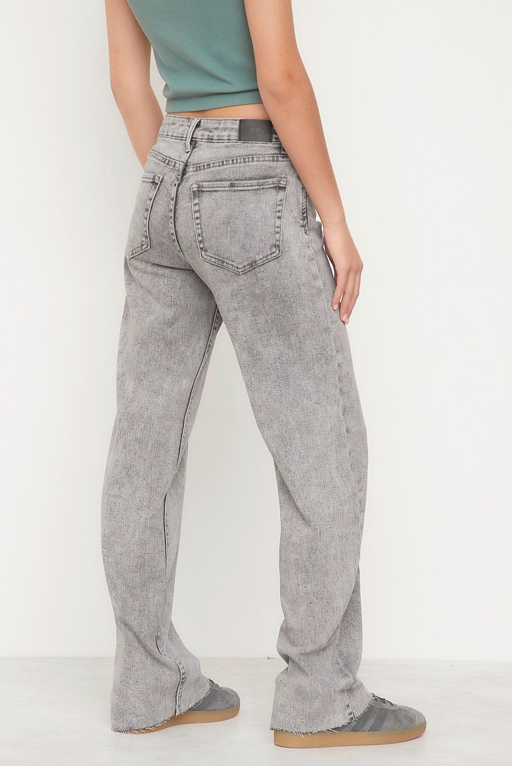 SYBILLA - Jeans Straight Sybilla Tiro Alto Mujer Calce Cómodo Algodón