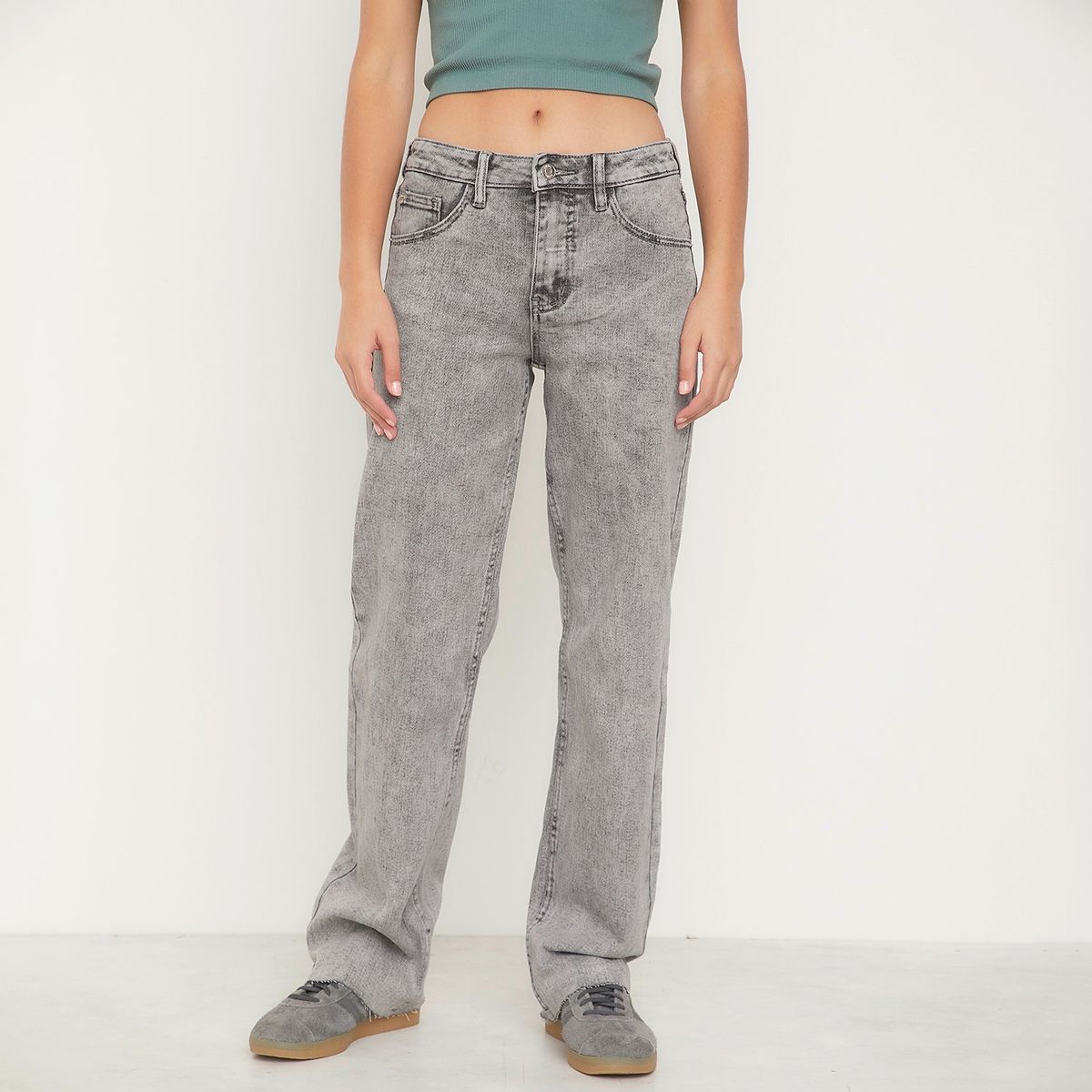 SYBILLA - Jeans Straight Sybilla Tiro Alto Mujer Calce Cómodo Algodón