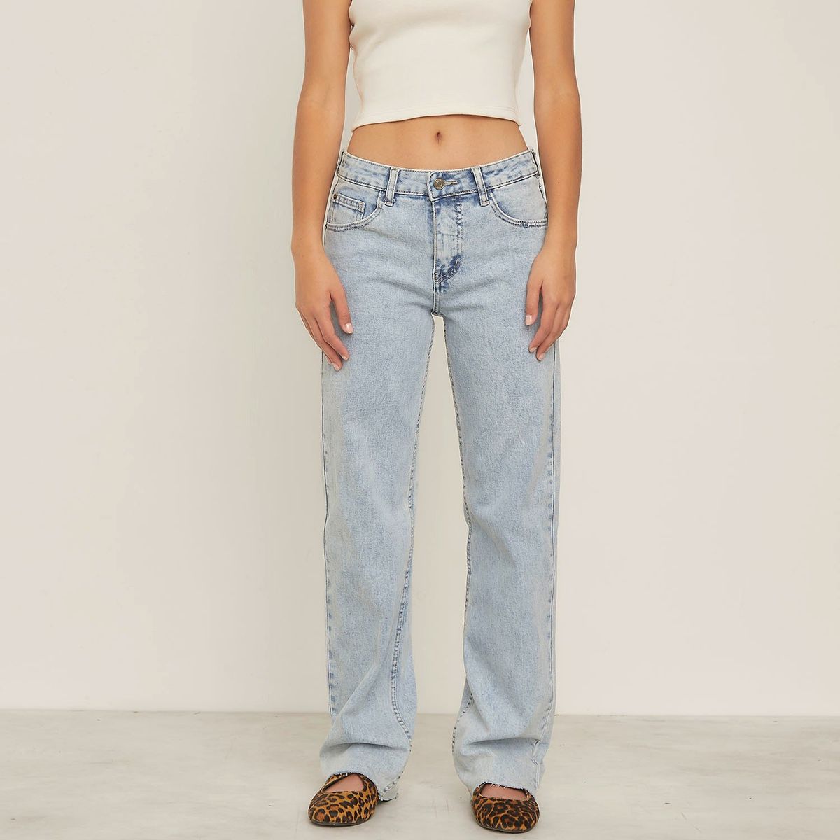 SYBILLA - Jeans Straight Sybilla Tiro Alto Mujer Calce Cómodo Algodón