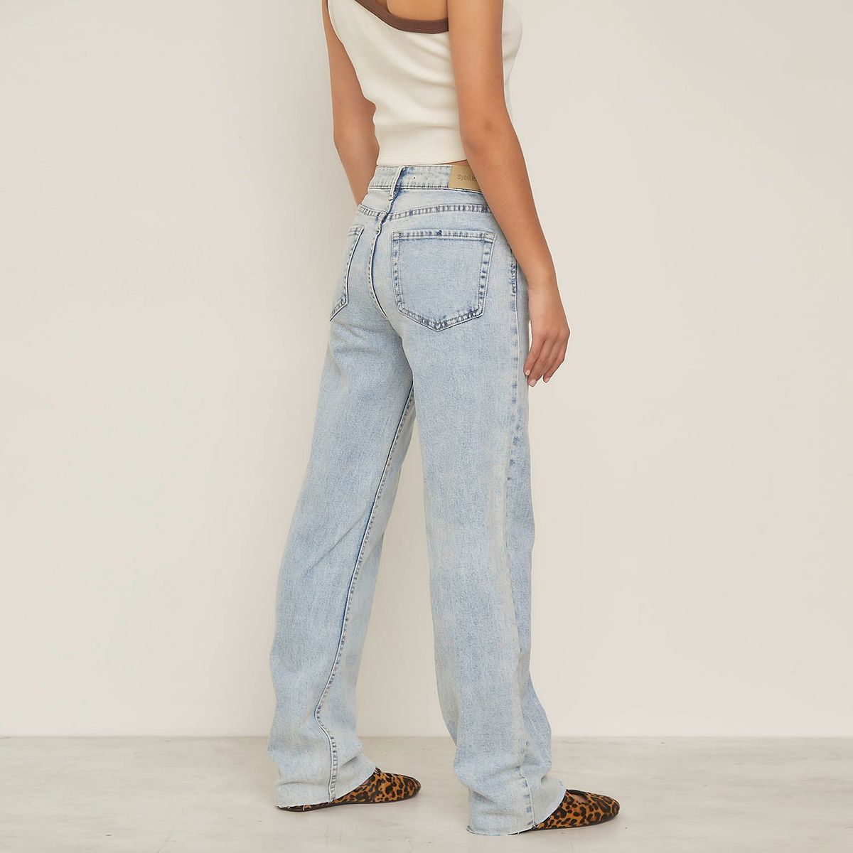 SYBILLA - Jeans Straight Sybilla Tiro Alto Mujer Calce Cómodo Algodón