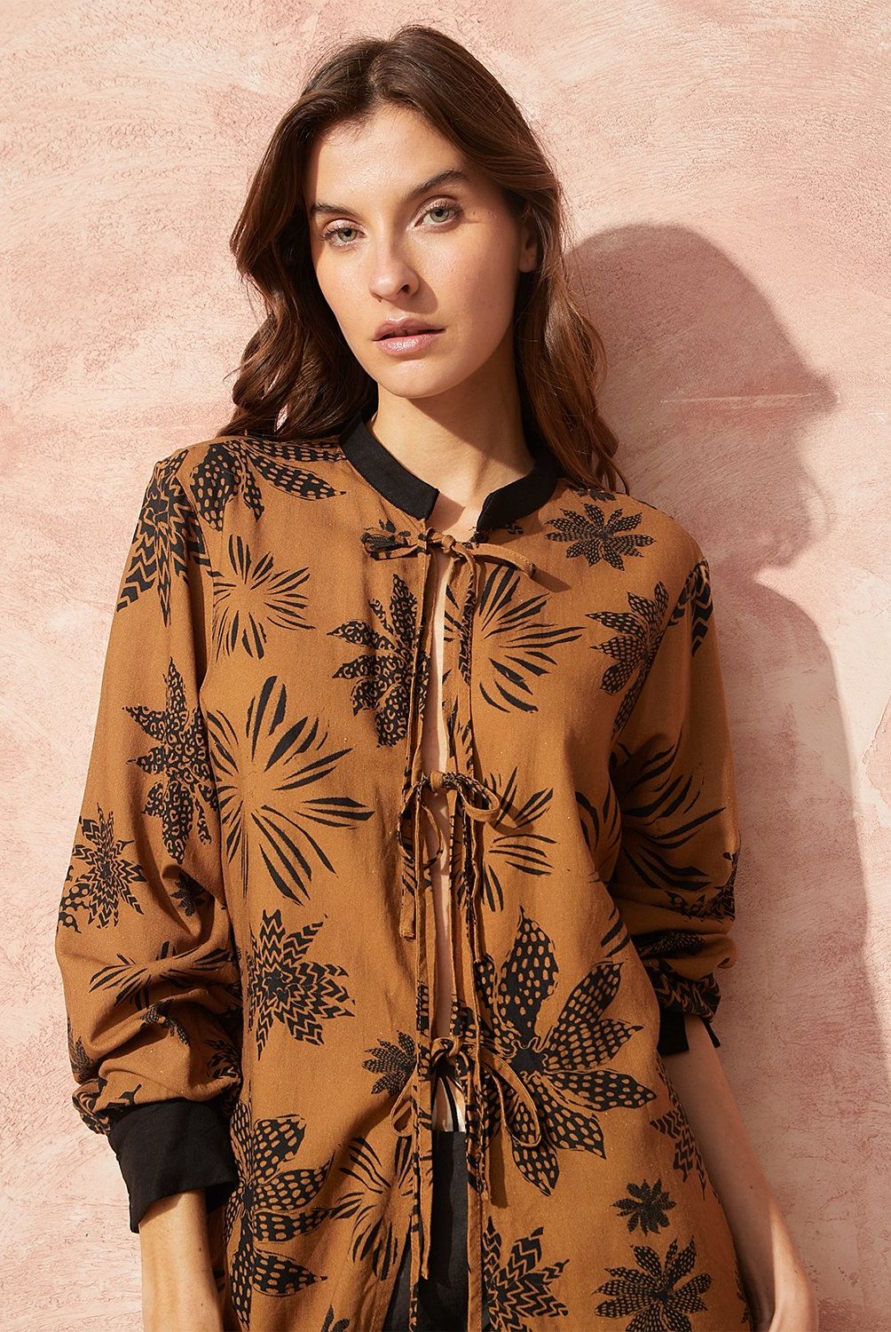 BASEMENT - Blusa Manga Larga Lino Mujer Basement By Fran Larrain