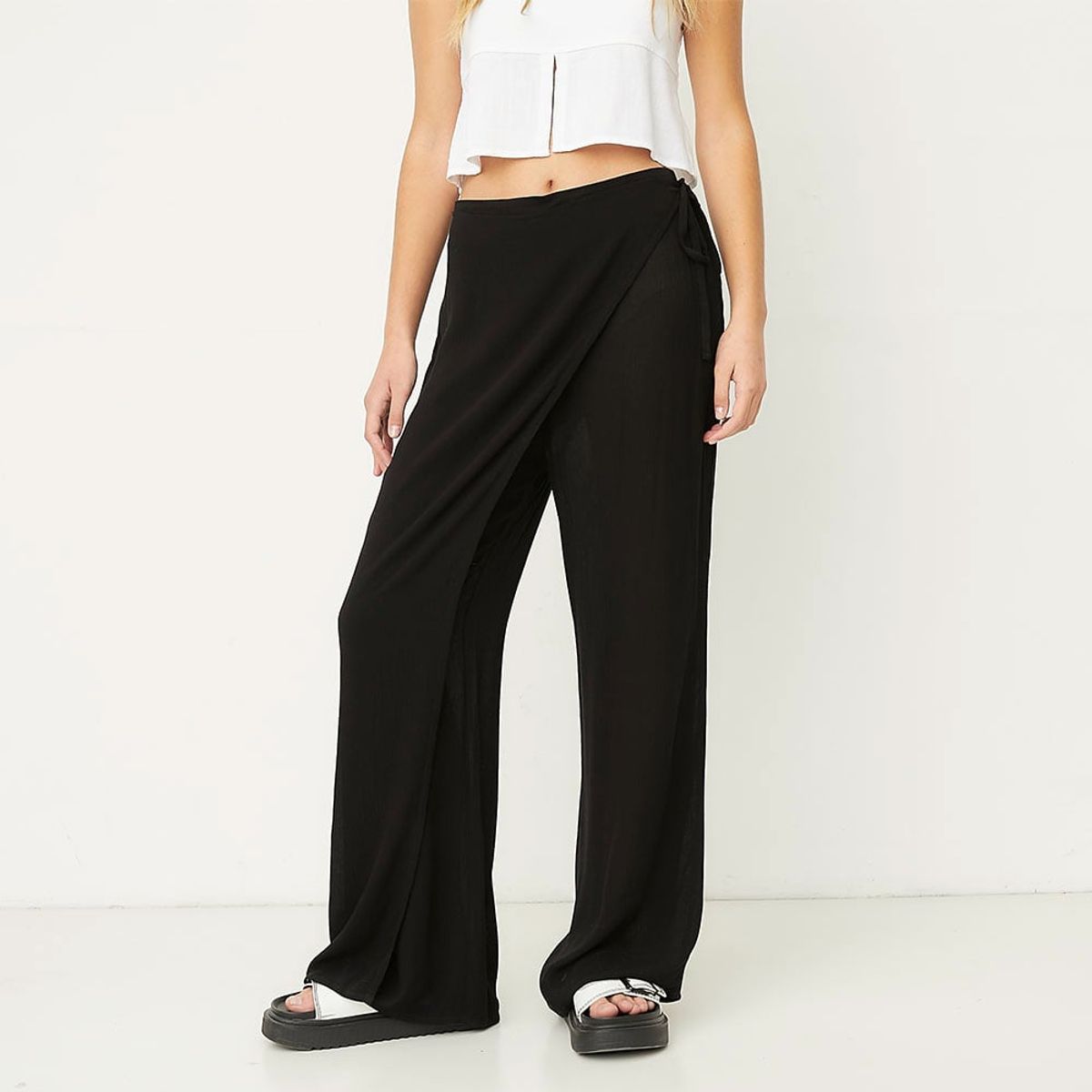 SYBILLA - Pantalón Wide Leg Tiro Alto Mujer Sybilla