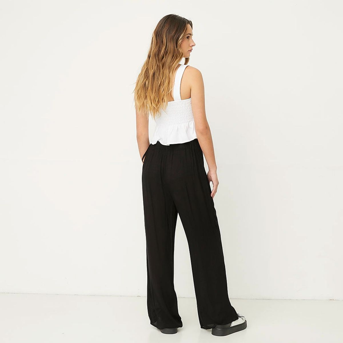 SYBILLA - Pantalón Wide Leg Tiro Alto Mujer Sybilla