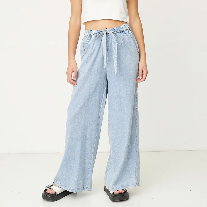 SYBILLA - Pantalón Wide Leg Tiro Alto Mujer Sybilla