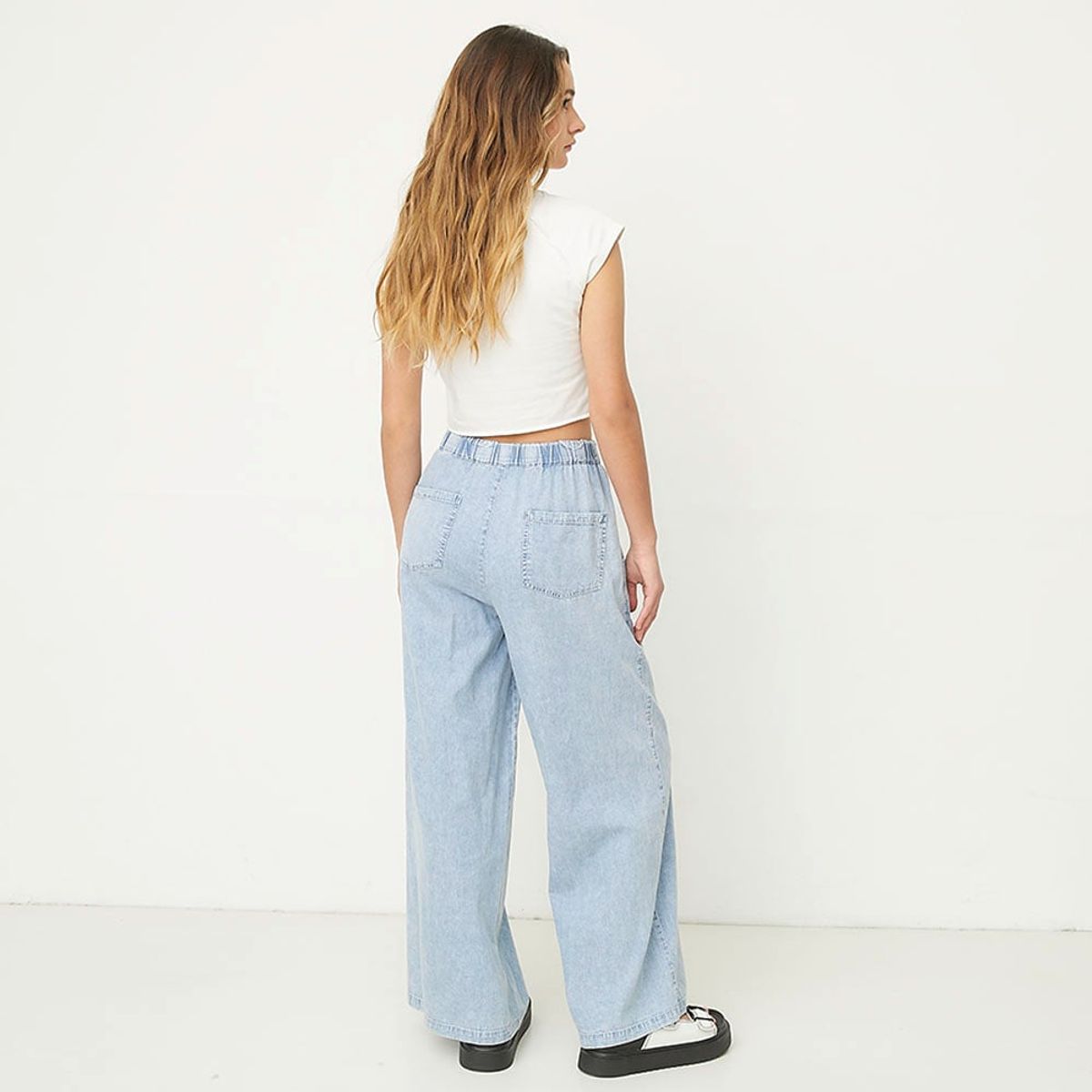 SYBILLA - Pantalón Wide Leg Tiro Alto Mujer Sybilla