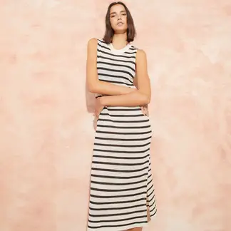BASEMENT - Vestido Midi Mujer Acrílico Rayas Casual