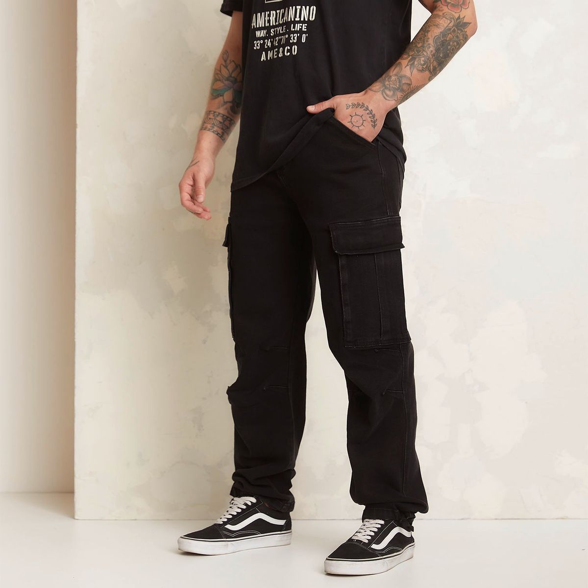 AMERICANINO - Jeans Cargo Americanino Algodón Hombre Multipocket