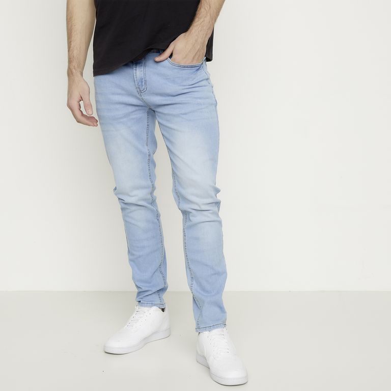 Jeans Skinny Fit Hombre Algodón Tiro Regular · Azul