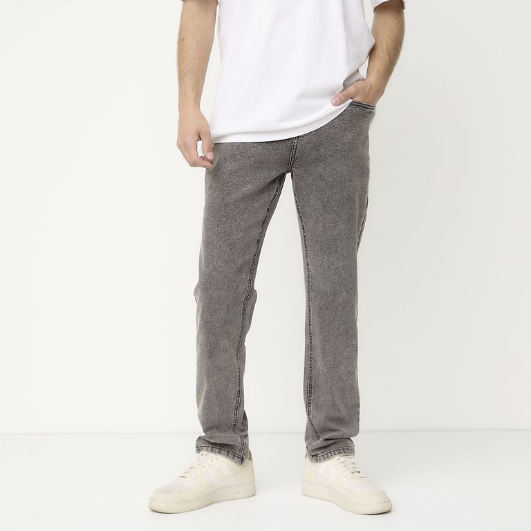Jeans Slim Fit Algodón Hombre Estilo Urbano · Gris