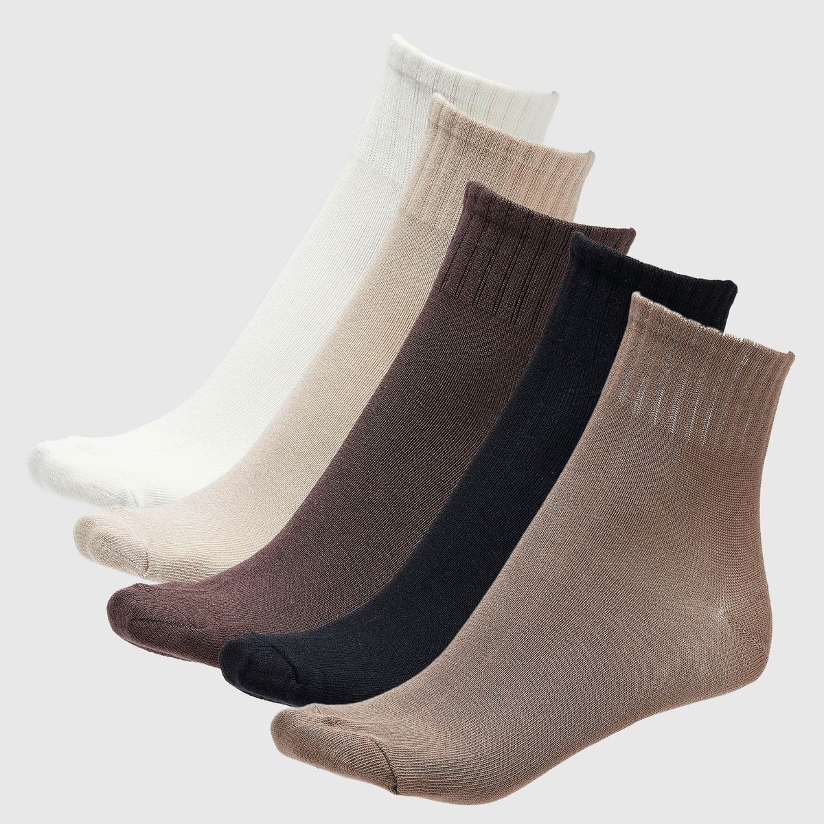 BLU - Calcetines Mujer Blu Medias Diseño Liso Pack de 5 Algodón