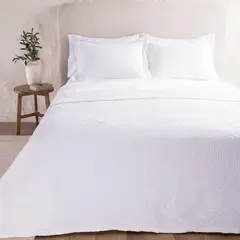 CASA CANTABRIA - Cubrecama Liso Elena Blanco Super King