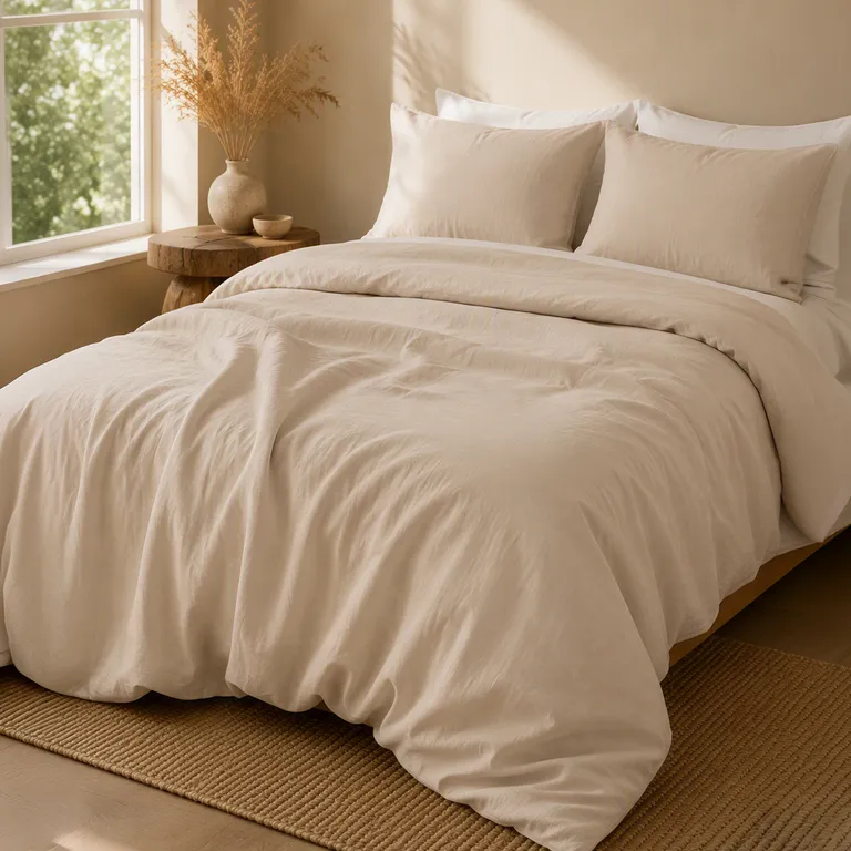Funda Plumón Lino Con Fundas De Almohada