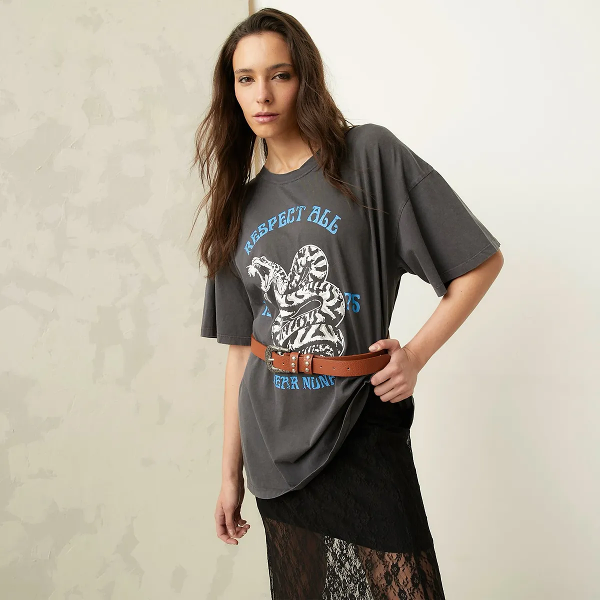 AMERICANINO - Polera Oversize Manga Corta Mujer Americanino Algodón