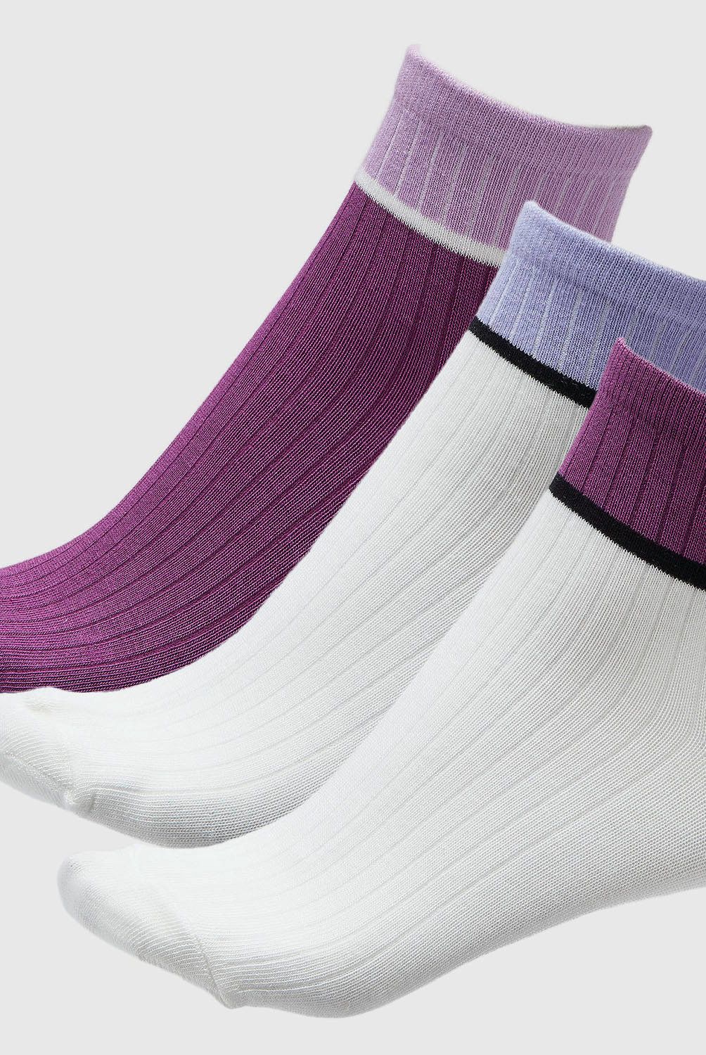 BLU - Calcetines Mujer Blu Pack de 3 Medias Diseño con puño acanalado