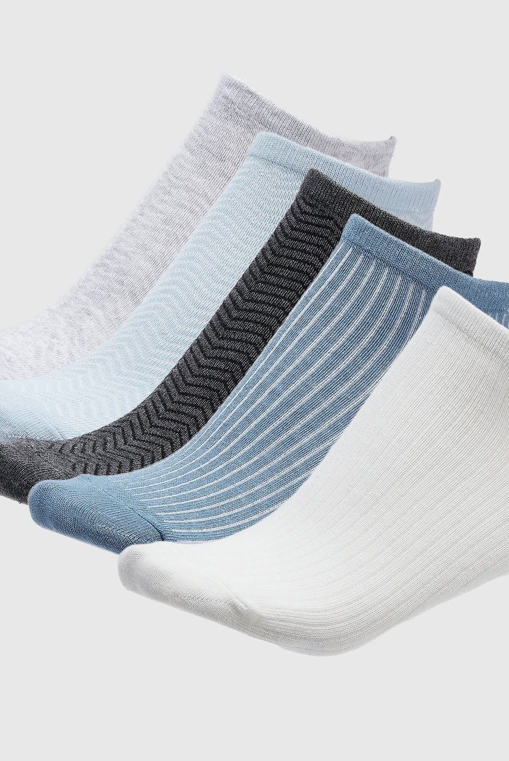 BLU - Pack de 5 Calcetines Cortos Mujer Blu Diseño Liso y con Líneas