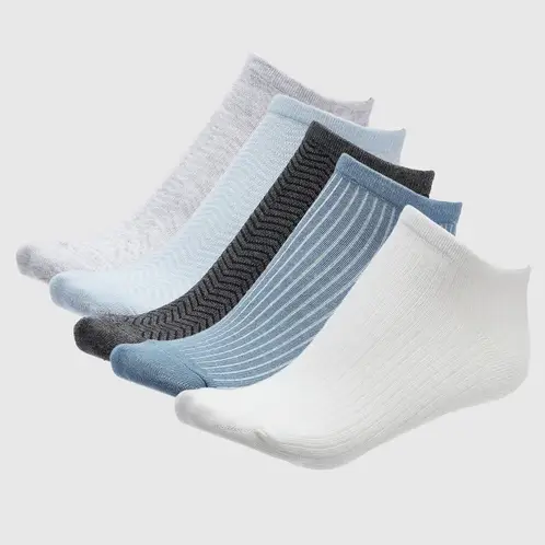 BLU - Pack de 5 Calcetines Cortos Mujer Diseño Liso y con Líneas