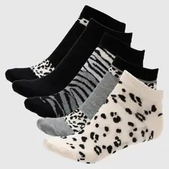 SYBILLA - Pack 5 Medias Mujer Diseño Animal Print Algodón