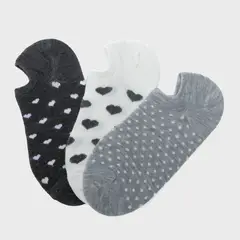 SYBILLA - Pack de 3 Calcetines Cortos Mujer Diseño Corazones
