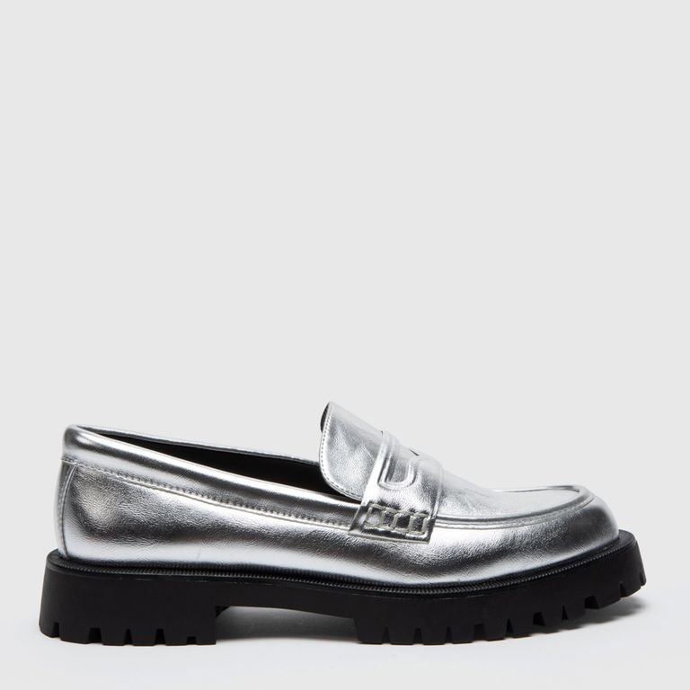 Mocasín Mujer Plateado
