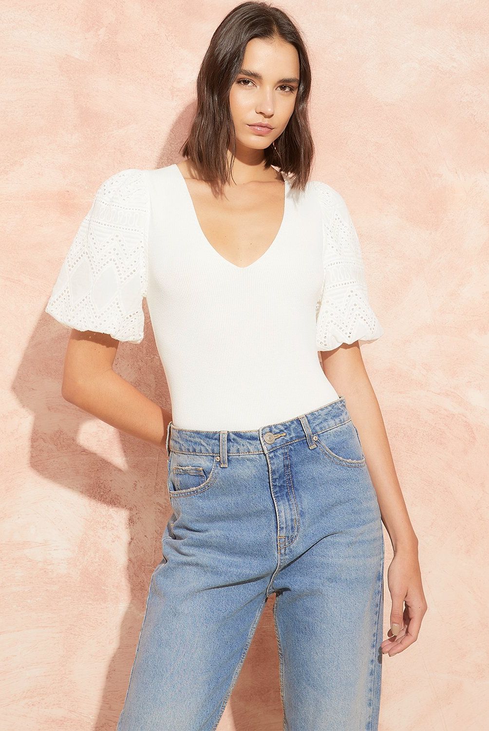 BASEMENT - Polera Basement Mujer Viscosa Manga Corta Casual