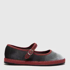 SYBILLA - Ballerina Textil Mujer Gris Con Correa